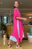 Pure Linen Jensen Two Piece Split Side Dress Small Flamingo